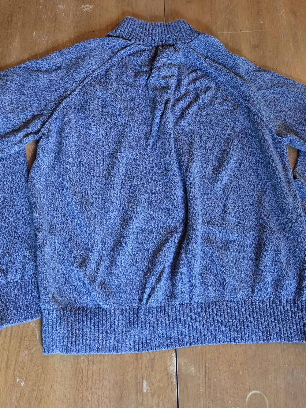 Men's Marled Blue Button Neck Sweater